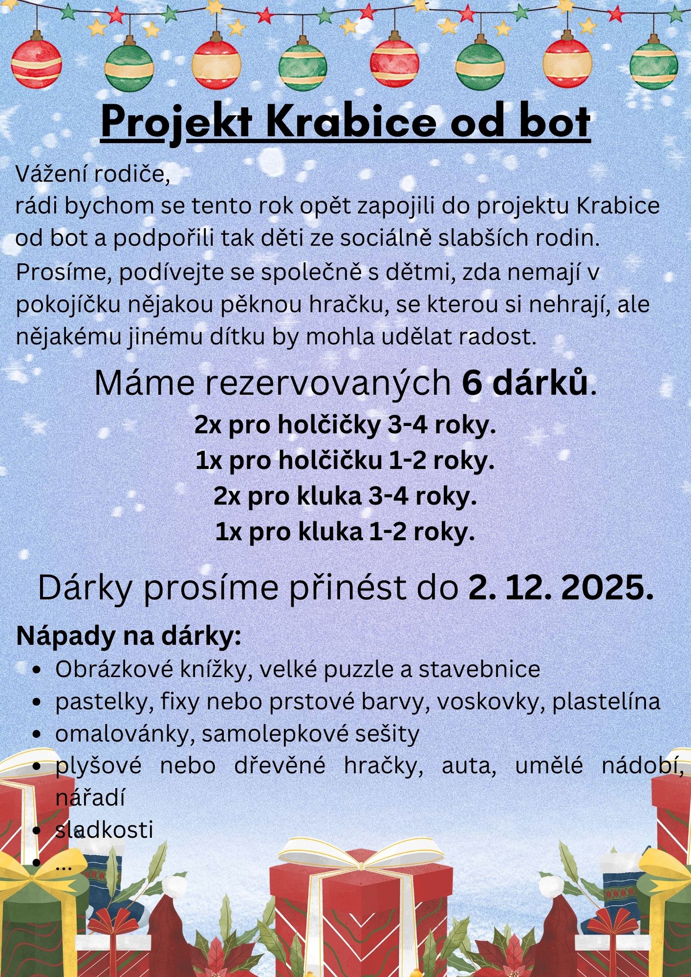 Projekt Krabice od bota